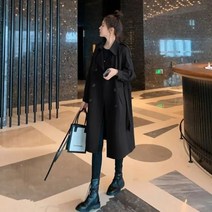 여성 트렌치 코트 클래식 더블 브레스트 루즈핏 롱 코트 및 재킷 여성용 트렌치 외투 가을 겨울 신상품