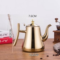 1L1.5L2L 스테인레스 스틸 두꺼운 물 주전자 주전자 필터 금속 가스 스토브 유도 밥솥 물 주전자 골드 실버, 골드1.5L