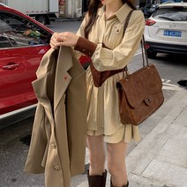 프랑스 복고풍 정장 여성 기질 허리 디자인 셔츠 드레스 반바지 투피스 세트