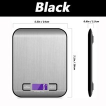 홈베이킹저울 이유식 전자저울디지털 5kg/10kg 스테인레스 스틸 LCD 디스플레이, 10KG, 중국, 블랙