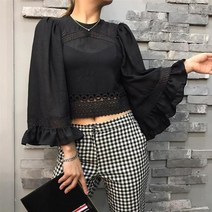[알렉산더맥퀸] [명품] 맥큐 레이스 블라우스 블랙 blouse sN