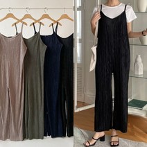 567스타일 여름 여성 점프수트 플리츠 멜빵바지 뷔스티에 와이드 팬츠 77사이즈 맘룩 엄마등원룩