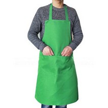 주방 카페 데님 린넨 원피스 앞치마 더블 포켓 포함 퓨어 컬러 집 청소 세탁 도우미 면 폴리에스테르 여성 및 남성용 요리, green