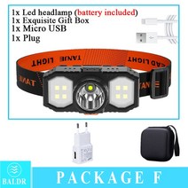 BALDR 휴대용 COB LED 전조 등 내장 배터리 USB 충전식 미니 토치 라이트 야외 조명 캠핑, 06 F Packing_03 UK