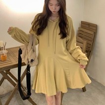 캐주얼 절개 플레어 디자인 후드 미니 원피스 화이트 정장 결혼식 패션 데님 여름 룩 니트 스퀘어넥