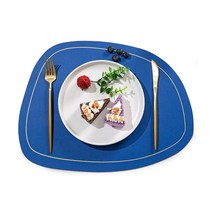 제이에스맘 PU 가죽 테이블 매트 4p, 블루
