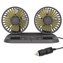 WJSHOP F410 차량용 360도 회전 가능 접이식 듀얼 선풍기(5V/12V/24V), 12V