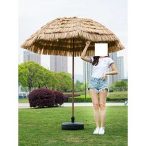 글램핑장 별장 카페 정원 파라솔 스탠드 안뜰 초가집, 1.6m 밀짚우산 (직선봉)+고정대