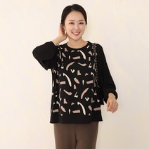 엄마옷 마담센스 소매플리츠 배색 블라우스MT9095 미시 캐주얼룩 빅사이즈 블라우스