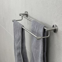 무타공 욕실 수건 걸이 2단 샤워 타올 거치대 무광 스텐, 1개