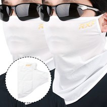RXF 엑스6 1+1 뒷면숏타입 폴리 골프마스크 여름 냉감 골프스킨 멀티스카프 파크골프, 화이트+화이트