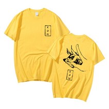 전기톱 추천일본 애니메이션 전기 톱 남자 하야카와 아키 폭스 악마 콘 프린트 티셔츠 남성 코튼 여성 만, 04 Yellow_05 XL