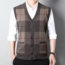 4XL 남자 단추 빅사이즈 아가일 니트 조끼 오버핏, 중회