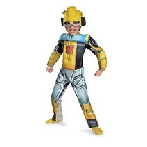 Disguise Costumes Bumblebee Rescue Bot Toddler Muscle Costume Yellow/Silver/Blue Large, Large 4-6