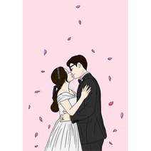 현관문 자석 방수가능 신혼부부인테리어 집들이선물 남편생일선물 부부의날 남편이벤트 아내이벤트 일러스트그림 주문제작상품, 직사각형, 컬러배경, 꽃송이