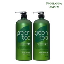 과일나라 웰코스 그린티 헤어 테라피 샴푸&린스 1500ml, 샴푸 1500ml, 1개