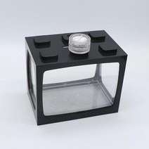 미니어항 물고기 거북 led 백색광을 가진 아크릴 투명한 소형 물고기 탱크 있는, 검은색
