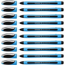 10 Count (Pack of 1) Black Schneider Slider Memo XB (Extra Broad) Ballpoint Pen 1.4 mm Light Blu, 1