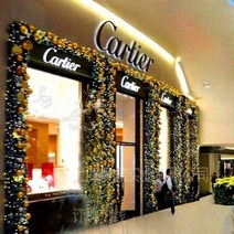 대형 크리스마스 리스 백화점 벽 장식 롱 오너먼트, 2.7m 등나무 블루 장식(플러그인 램프)