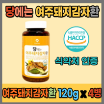 해썹인증 HACCP 당에좋은 여주돼지감자환 식물성 천연 인슐린 당뇨에 심혈관에 혈당에 좋은 면역력 높이는 콜레스테롤 낮추는 당뇨초기에 좋은 먹기편한 환 노니 모링가 명월초 함유, 120g, 4개