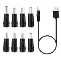 8in1 5V USB to DC 5.5x2.1mm 3.5mm 4.0mm 4.8mm 6.4 mm 5.5x2.5mm 플러그 충전 코드 팬 스피커 라우터 LED 램프