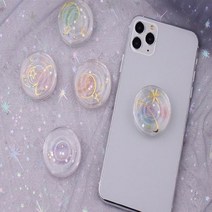 투명 반짝이 그립 스마트톡 예쁜 핸드폰거치대 아이폰, 행성투명톡, 밀키웨이