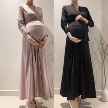 (기모안감) 여신 롱 랩원피스 수유가능 셀프 만삭촬영 주수 베이비샤워 임산부 임부복