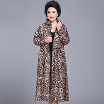 중년 여성 봄 가을 바람막이 자켓 엄마 빅사이즈 호피무늬 롱 코트