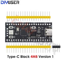 라즈베리 파이 Pico 보드 RP2040 듀얼 코어 264KB ARM 저전력 마이크로 컴퓨터 고성능 Cortex-M0 + 프로세, [05] Type-C 4MB Black