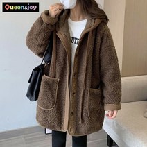 퀸앤조이 미녀77 아도프 후드 단추 뽀글이 점퍼***판매자 SSK무역***