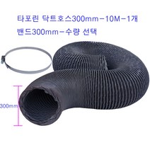 후렉시블 타포린 닥트호스10M + 클릭형 서스밴드 수량 FLEXIBLE HOSE 플렉시블 천자바라 300mm, 타포린닥트300mm-10M-1개+밴드300mm-9개