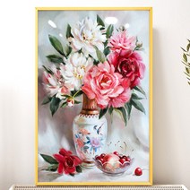 돈들어오는 해바라기 그림 액자 황금 배경 풍수인테리어, 07. 평안 모란꽃병