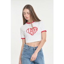 하트 링거 크롭 티셔츠 [레드]