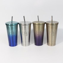 홍콩 스타벅스 에치드 빨때 텀블러 빨대 콜드컵 4종 480ml, 블루