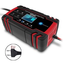 AGM배터리 자동차 오토바이 배터리 충전기 12V 8a 24V 4a 완전 3 단계 납산 AGM 젤 지능형 LCD 디스플레이, 01 Red EU Plug