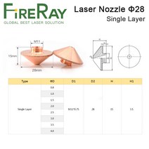 FireRay-직경 28mm 레이저 노즐 싱글 더블 레이어 구경 0.8-5.0 스레드 M11 Precitec WSX 파이버 커팅 헤, 01 Single Layer_02 1.0mm