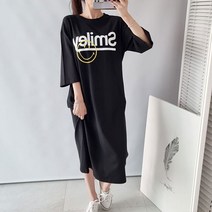 세라제이 루즈핏 스마일리 박시 5부 반팔 롱원피스