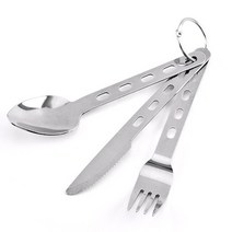 3 조각 1 세트 휴대용 야외 캠핑 여행 피크닉 스테인레스 스틸 칼 붙이 세트 스푼 포크 나이프 칼 붙이, 01 WHITE