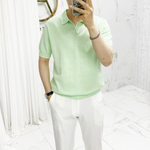 아도르클래식 배색 포인트 카라 5컬러 니트 반팔티