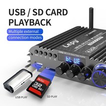 진공관앰프 매장용 프리 앰프 오디오 리시버 스피커 블루투스 lepy lp 269pro 4.1 채널 증폭기 5.0 동축 USB sd fm 기능 서브우퍼 출력 홈 시어터, 영국 어댑터 포함