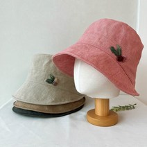 마 린넨 무지 중년여성 봄 여름 와이어 모자 벙거지 버킷햇 나들이 50대