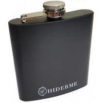힙플라스크 위스키 휴대용술병 스텐포켓용 검정, 8oz, 실버 로고 정면
