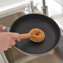 천연 수세미 코코넛 도넛 브러시 스텐냄비 탄 냄비 세척 다용도 수세미, 코코넛 롱 브러쉬