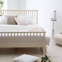 [1월 30 000원 할인+방문설치] 레이디가구 로맨틱2 핀란드 원목 침대 프레임 슈퍼싱글/퀸 SS/Q, 아이보리