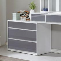 엘르 800 3단 서랍장 고광택 하이그로시, 화이트+그레이