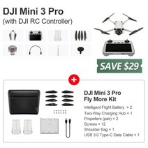 DJI-미니 3 프로 드론 4K 프로페셔널 GPS 쿼드콥터 60fps HD 비디오 사진 최대 비행 시간 34 분 삼방향 장애물 감지, Eu_64 GB, DJI-RC FMK