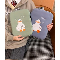 궁금한 오리 태블릿 아이패드/갤럭시탭 파우치 노트북 파우치, 그린, 13인치