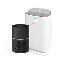 HIMOX 공기 청정기(H04-RosEGOld) 품질 센서 및 20dB 조용한 휴대용 소형 청정기(H07-블랙) 콤보 애완 동물 연기 꽃가루 비듬 머리 냄새 청정기 침실 사무실 거