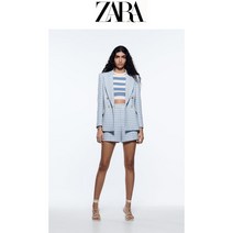 블루 지버드 체크 더블 수트 ZARA 자라 여성 투피스 세트