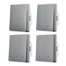 와이파이 유럽 영국 중립 없음/중립 스마트 벽 조명 스위치 푸시 버튼 Tuya 라이프 알렉사 구글 홈 1/2/3/4 Gang, 3 gang, No Neutral, Grey